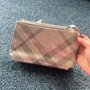 NWOT Burberry Logo Silver Pouch Bag Clutch